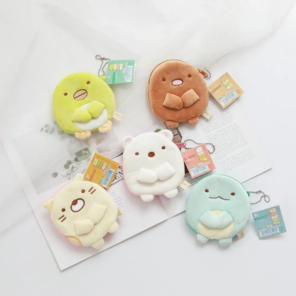 

1Pc Kawaii Japan Corner Biology Plush coin purse Japanese Animation Sumikko Gurashi Animal Cartoon Bag San-X Plush Toys