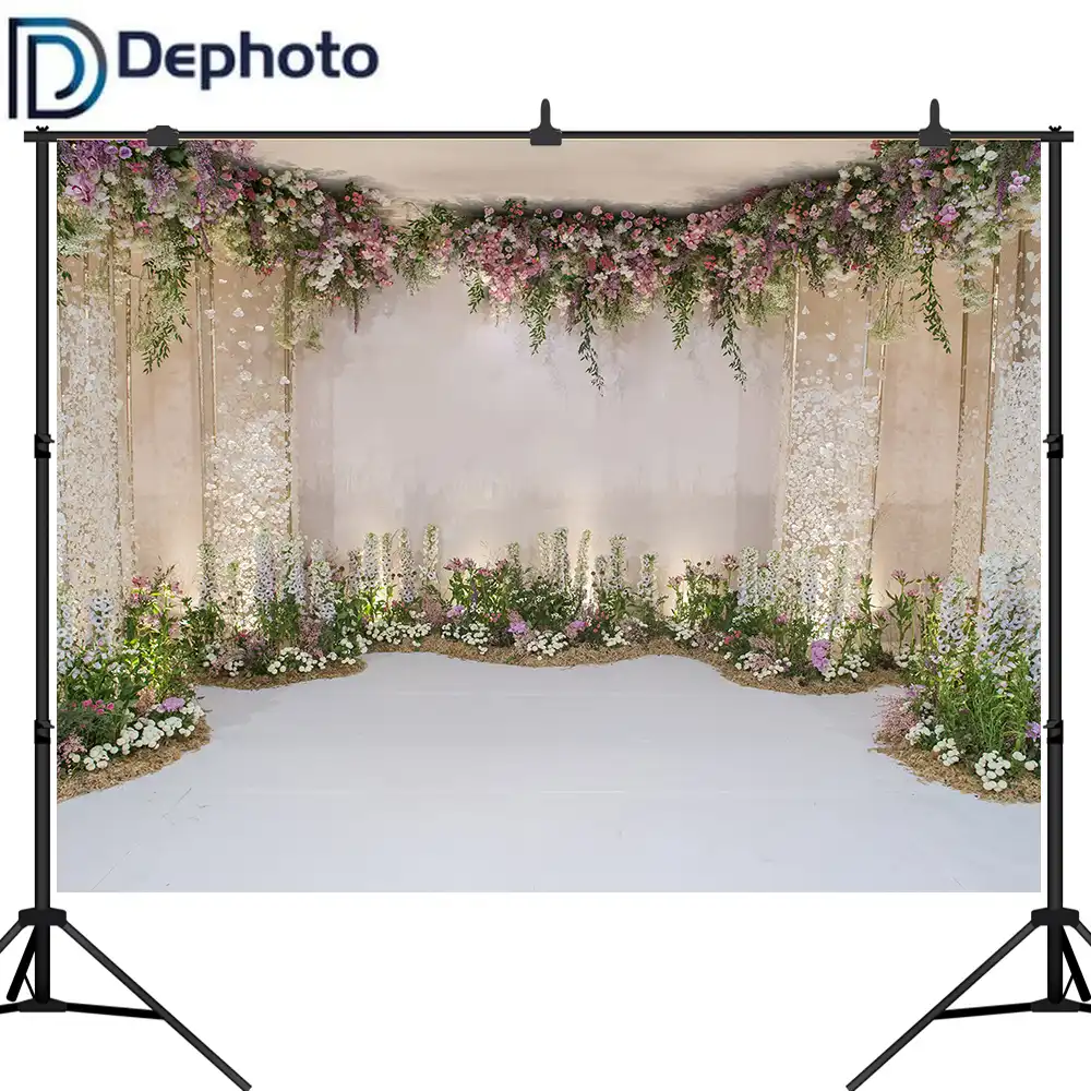 Dephoto White Floral Photo Backgrounds 3d Flower Wedding Shower