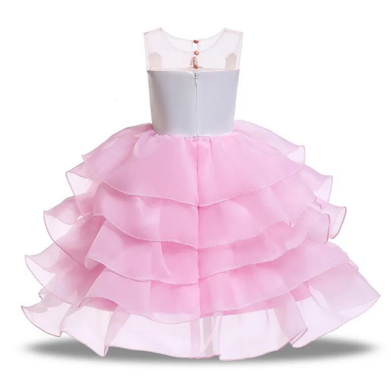 Girls Unicorn Flowers Cake Tutu Dresses With Beadbad for Kids Princess Fancy Birthday Theme Party Costumes 1-10 Years Pink Blue