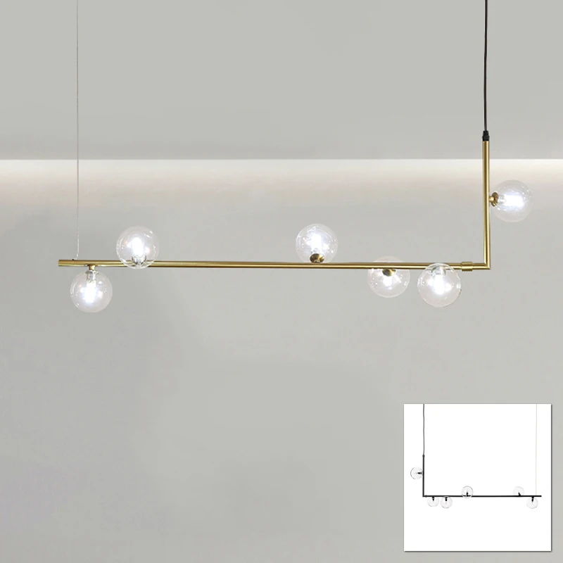 

European Nordic hanging wire pendant light LED lamp dinning room bar glass globe linear modern LED pendant lamp dimmable