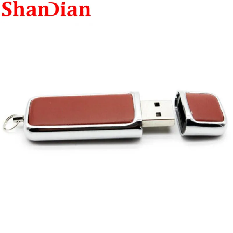 SHANDIAN оптовая продажа кожа высокое качество usb флэш накопитель мех металлическая