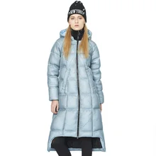 Высокое качество, зима, Европейская мода, Стильное женское длинное пуховое пальто, женская Асимметричная Длина, 90% белый утиный пух, сетчатая парка