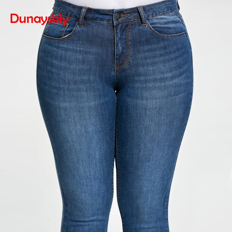 Синие обтягивающие джинсы размера плюс 7XL, Женские Повседневные базовые джинсы с высокой эластичной талией, женские длинные узкие брюки