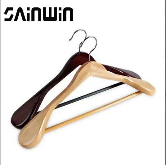 2pcs/lot 45cm Men Wood Coat Hanger Hight Quality Solid Wooden Hangers