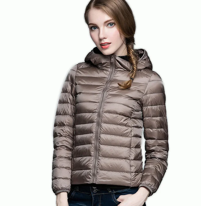 Winter Fall Women Designer White Duck Down Jacket Woman Hooded Ultra