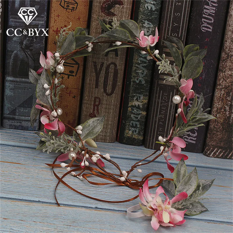 

CC Wedding Jewelry Hairbands Crown Seaside Flower Leaf Shape Engagement Hair Accessories For Bridal Forest Style Romantic 9117