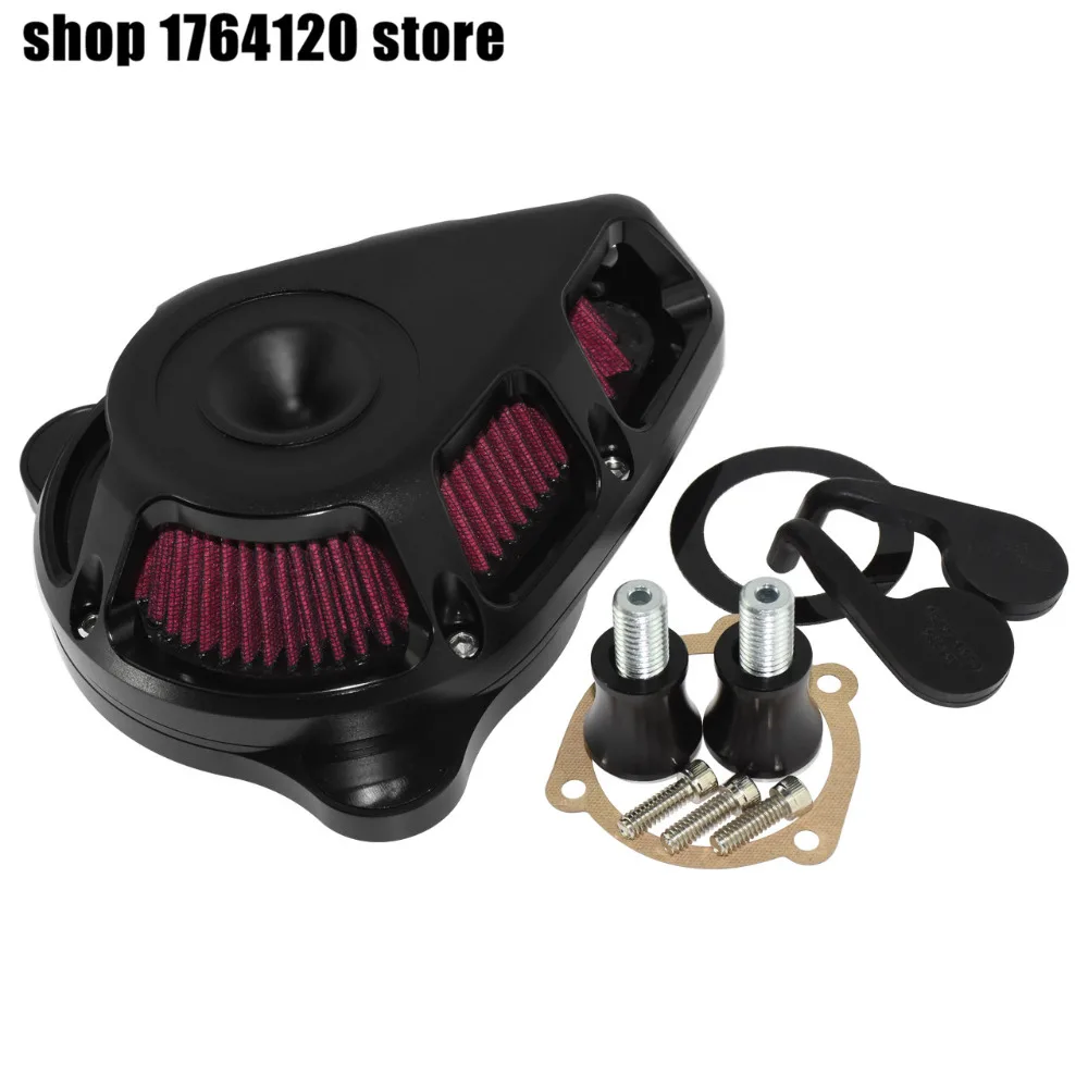 Motorcycle Turnable Air Cleaner Air Filter System Matte Black Aluminum