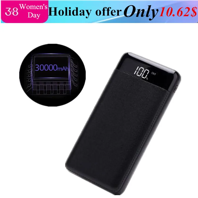 

For xiaomi 30000mAh LCD Quick Charge 3.0 Dual USB Power Bank For iPhone X 8 7 6 huawei honor Powerbank Battery Charger QC3.0