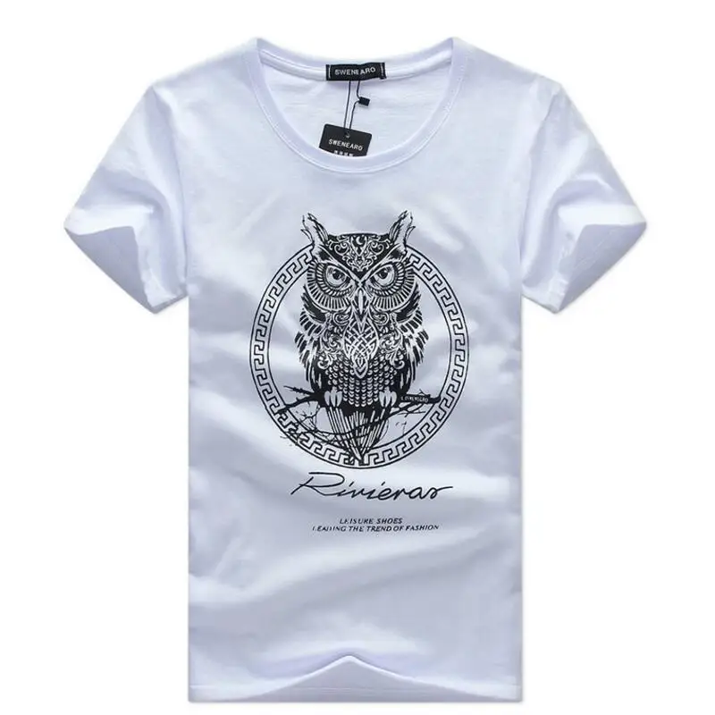 

SWENEARO Men's T-Shirts Summer short-sleeved owl cartoon Print funny t shirts men Casual Cotton brand tee shirt homme size S-5XL