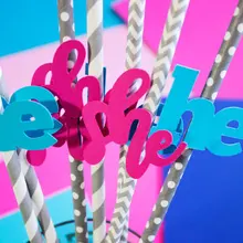 На заказ он или она пол раскрывает вечерние бумажные соломинки свадьба ребенок день рождения душ девичник соломинка для напитков