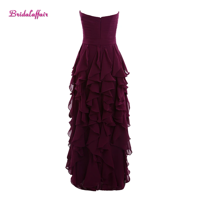 Bridalaffair настоящая фотография глубокий шелковицы Милая Выпускные платья Vestido De Festa новые дешевые Многоуровневое шифон Вечеринка платье