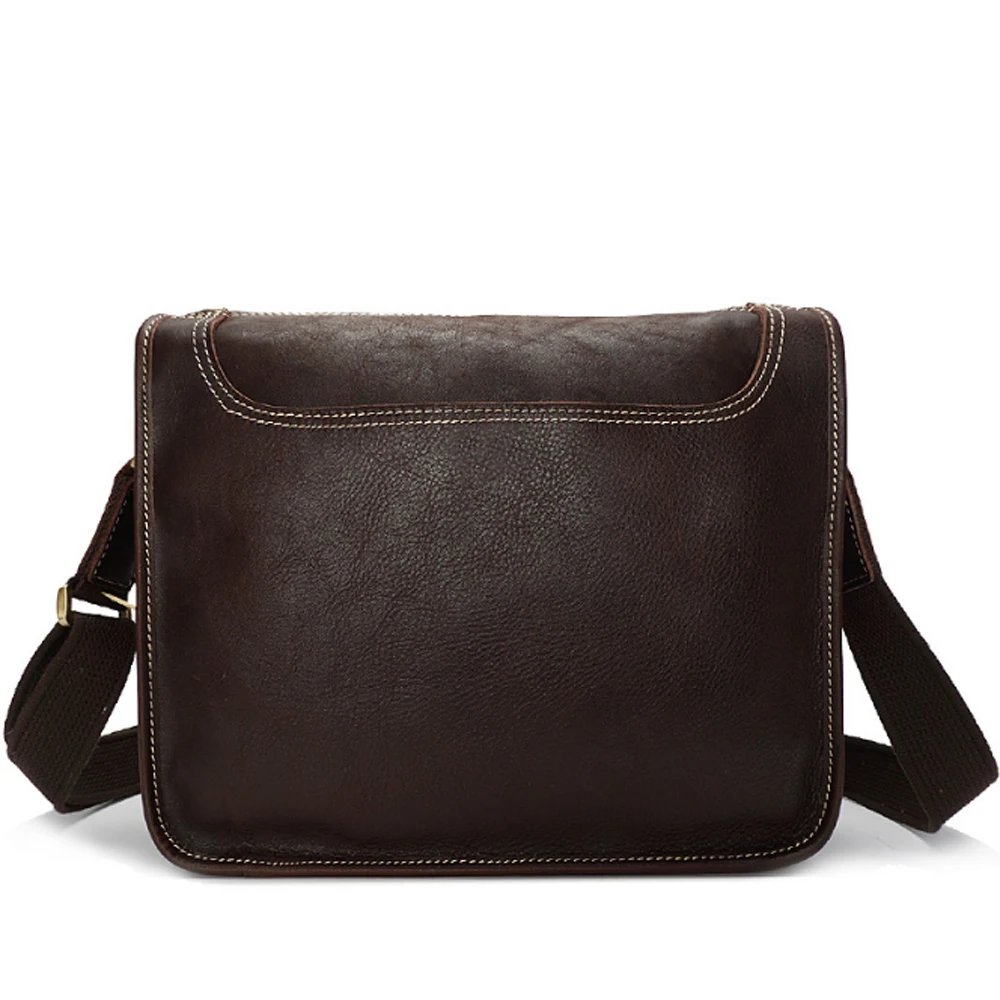 

Genuine Leather Men's Crossbody Bag Hand Made 12 Inch Coffee/Brown Single Shoulder Bag Multi-function Cow Leather Women Satchel