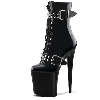 

Ankle Punk Boots Women Shoes Platform 20cm 15cm High Heels Black Fenty Beauty Boots Buckle Gothic Ladies Shoes Plus Size 46