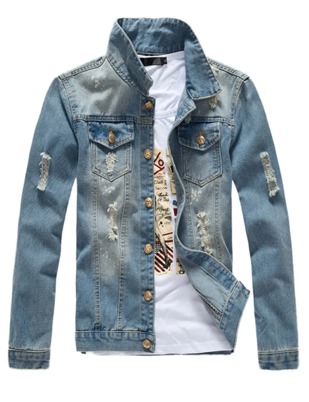 Idopy Classic Men's Denim Jacket Retro 