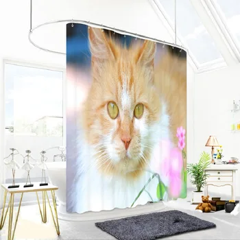 

Kitten 3D printing Pattern Modern Polyester Waterproof Mildew Shower Home Decoration Curtain Bathroom Curtain