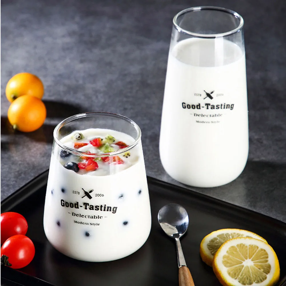 

Nordic Lettering Mousse Glass Cup Chic Transparent Tea Cups Ins Breakfast Milk Juice Mug Large Capacity Water Cup Drinkware
