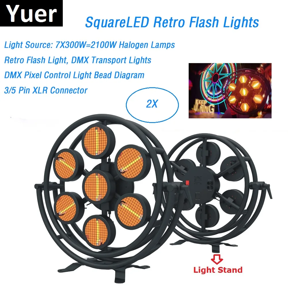 

2IN1 Flightcase Pack Pixel Control 7X300W DMX Retro Flash Lights High Power 2100W Transport Light Stage Strobe Disco Lights
