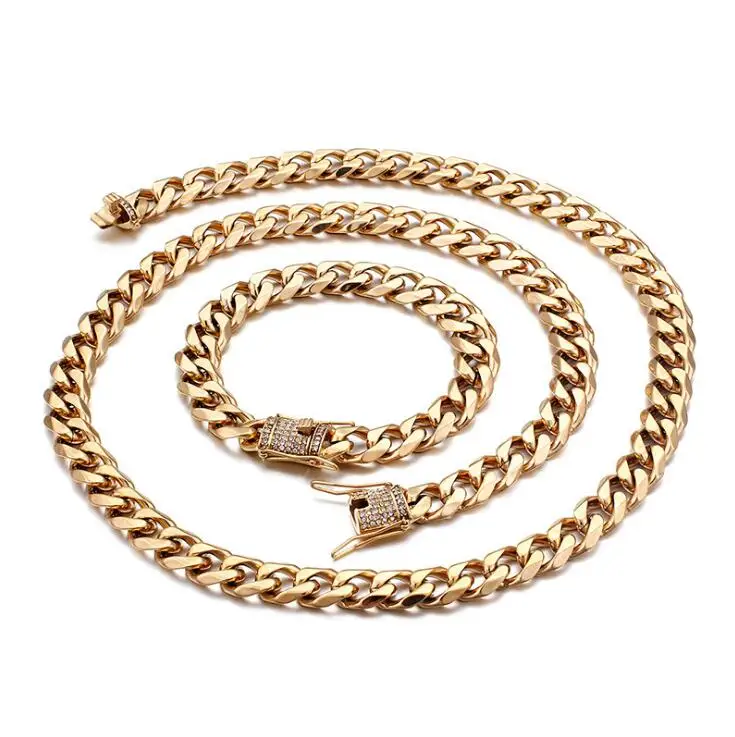Cuban Link Chain 50cm Gold/Silber - Iced Out Halskette Für Männer Hip Hop