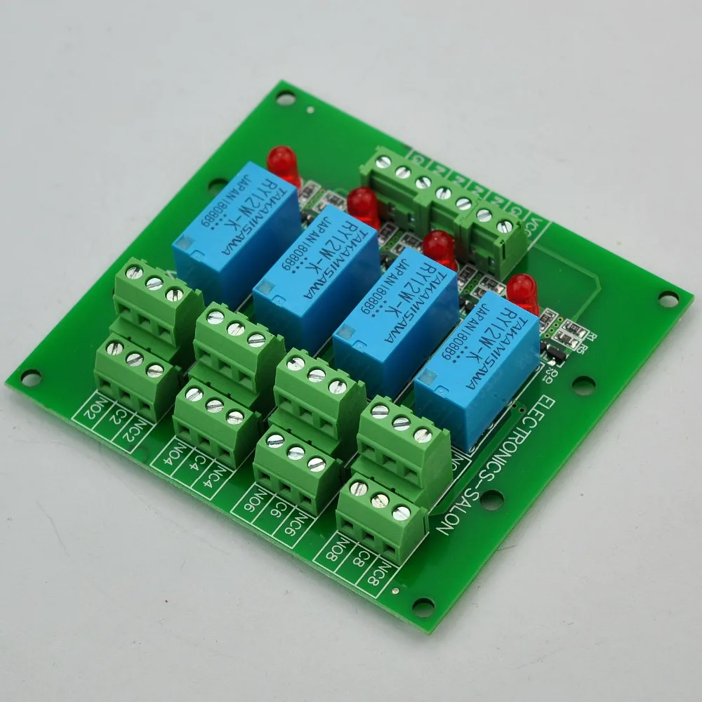 Плата модуля реле сигнала 4 DPDT Electronics Salon версия 12 В постоянного тока для Arduino Raspberry