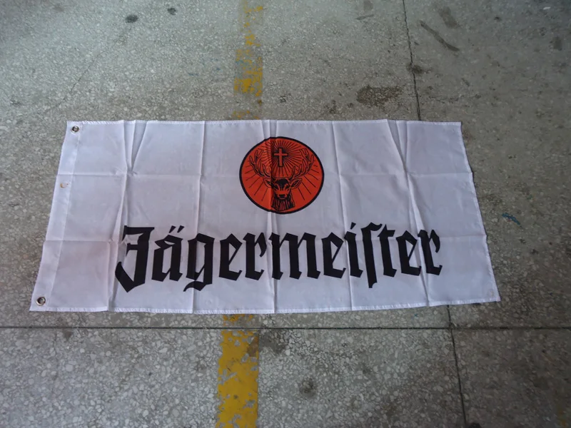 

free shipping jagermeister flag , can custom print file,90X150CM size,100% polyster,jagermeister banner