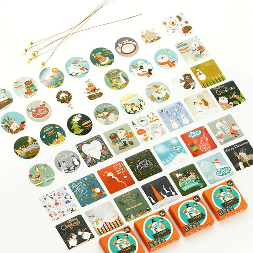 

46 PCS XMAS snowman diy hand account sealing gifts bag Diy Diary Sticker Scrapbooking Sticky Stationery School Supplies