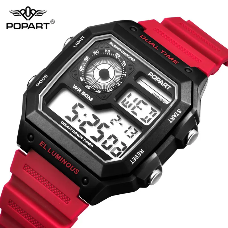 

POPART LED Digital Watch Men Waterproof Sport Clock Men's Wristwatches Fashion Male Watches Mens Luxury Brand Relogio Masculino