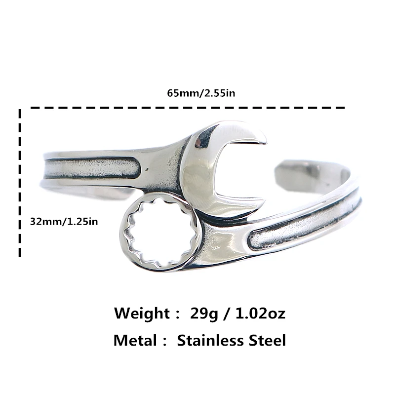

316L Stainless Steel Cool Polishing Spanner Adjusted Bangle
