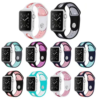 

Mixed Color Silicone Band for Apple Watch 38mm 42mm Sport Rubber Watchband for iwatch Series 3/2/1 Replacement Strap Accessories