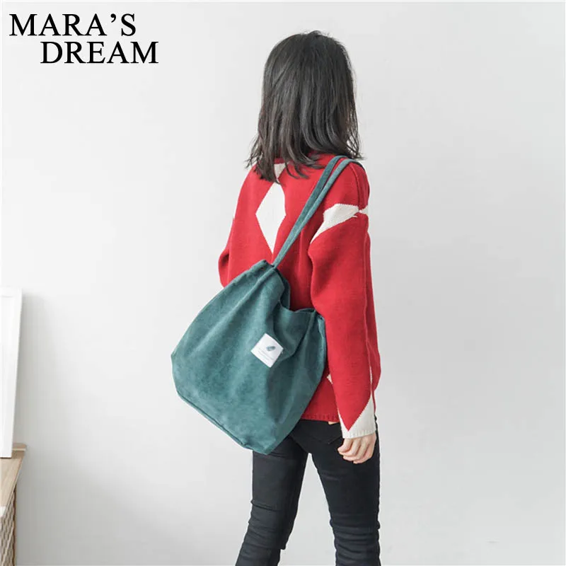 Mara's Dream женские сумки студенческая Вельветовая Сумка-тоут Повседневная одноцветная сумка на плечо многоразовая женская сумка пляжная сумка для покупок