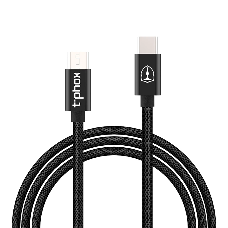 T-phox USB C к Micro USB кабель Micro B USB Type C шнур для мужчин и женщин совместимый для MacBook iMac Pro Chromebook Pixel - Цвет: Черный