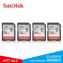 Двойной Флеш-накопитель SanDisk Ultra 32 Гб оперативной памяти, 16 Гб встроенной памяти, 64 ГБ 128 Гб класс 10 SDHC карты SD карта памяти SDXC карты C10 80 МБ/с. sd-карта Поддержка официальный проверки