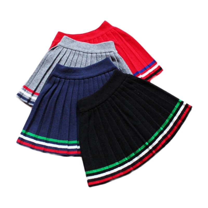 

Baby Girls Pleated Skirts 2018 New Girls Princess School Skirt Autumn Winter Kids Skirt Children Knit Skirt For 3-12Y GS32