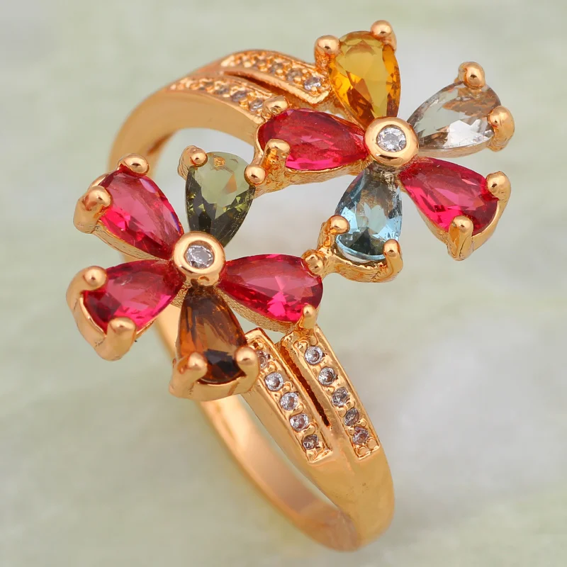 Женское кольцо с драгоценным камнем желтое золото размеры 6 7 8 9 R580|ring size|fashion rings for