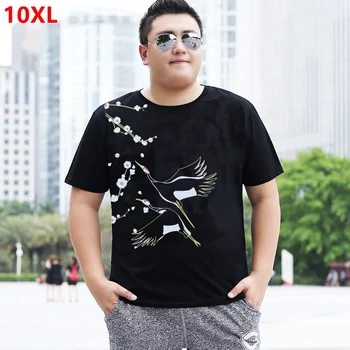 

oversized plus size tide big man was thin 150kg elastic round neck half short sleeve t-shirt male