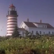 Low angle view of a lighthouse  West Quoddy Head lighthouse  Lubec  Washington County  Maine  USA Poster Print (18 x 6)