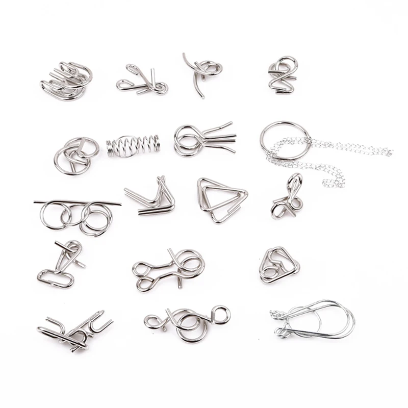 

18PCS/Set Metal Kids Toy Puzzle IQ Mind Brain Teaser Magic Wire Puzzles Game Toys for Children Adults Educational Toy Gift