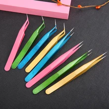 

2pcs Nail Art Anti-Magnetic Nipper Clipper Tweezer Curved Straight Rhinestone Gems Glitter Stainless Steel Picking ManicureTool