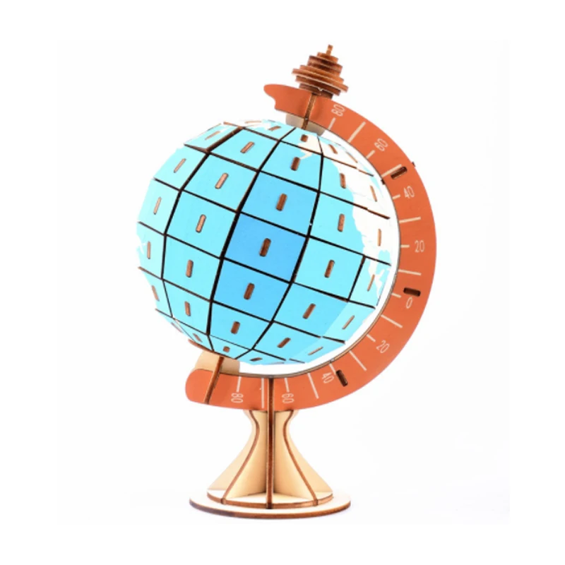 

DIY Model toys 3D Wooden Puzzle-Rotating globe Wooden Kits Puzzle Game Assembling Toys Gift for Kids Adult P23