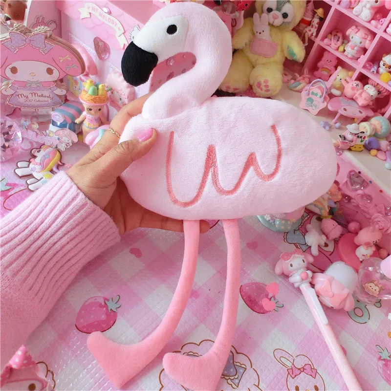 

BEFRIEND Flamingo pencil case fabric multifunctional pencil box kawaii cute pencil bag pouch animal pencilcase pink pen cases