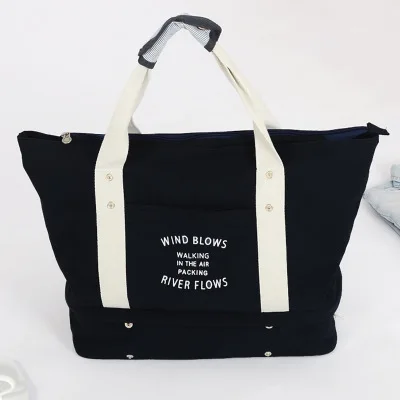 Дорожная сумка для женщин Дорожные сумки w/сумка для обуви сумка для переноски багажа Брезентовая Сумка выходные сумки Bolso para Deporte - Цвет: Black