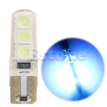 

1PC T10 12V 6 LED SMD 5050 Silica Gel Car Interior Door Reading Ice Blue