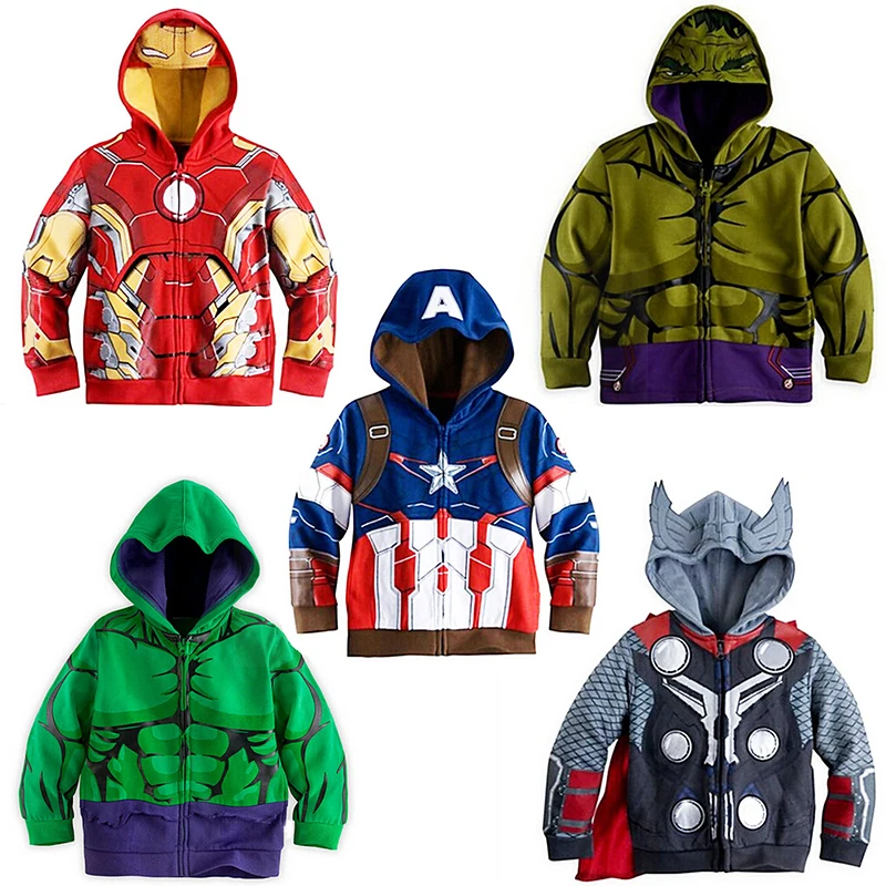 

2019 New Avengers Iron Man Children Hoodies Boy's Sweatshirt Spider-man Coat Kids Long Sleeve Outwear Boys Girls Zipper top 3-8Y