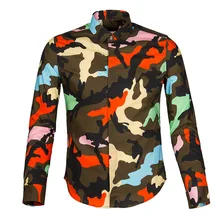 Summer Style Men Shirt Fashion Camouflage Long Sleeve Slim Fit Shirt Chemise Mens Shirt S_XL 2016 New Arrival S15-754