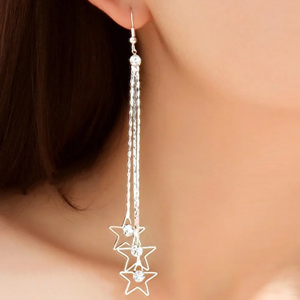 

Fashion Earrings Women Pearl Drop Silver Long Chain Tassel Dangle Earrings For Women Jewelry