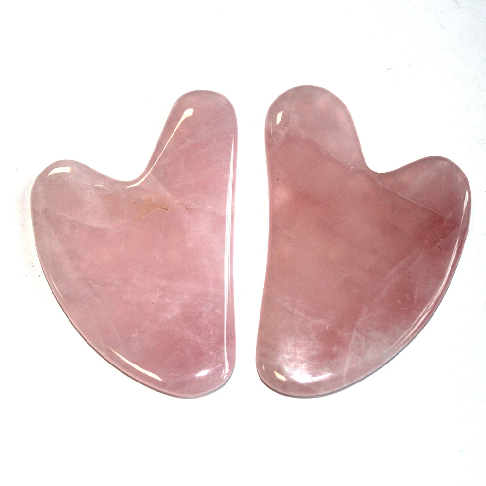 Natural Rose Quartz Gua Sha Board Pink Jade Stone Body Facial Eye Scraping Plate Acupuncture Massage Relaxation Health Care