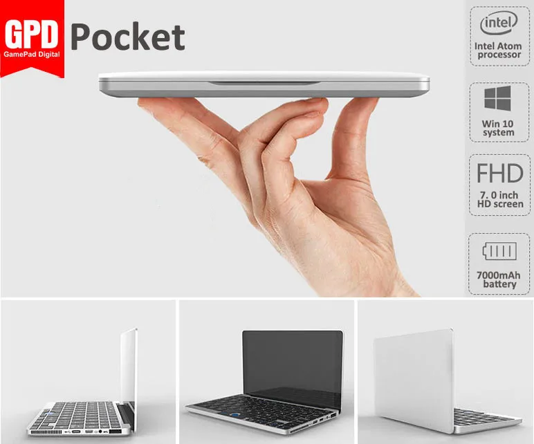 

New Original GPD Pocket 7" 8GB/128GB Aluminum Shell Mini Laptop UMPC Windows 10 System Intel Atom X7-Z8750 free shiping