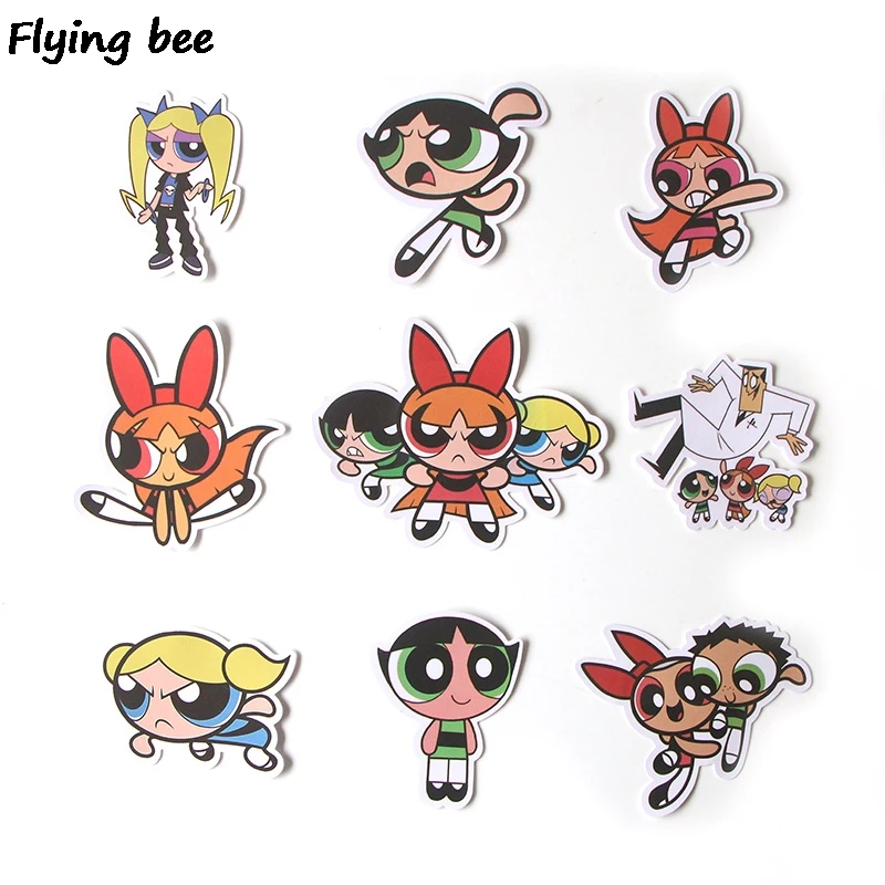 Flyingbee 36 шт. Powerpuff граффити наклейки для девочек для детей DIY багаж ноутбук скейтборд автомобиль водонепроницаемый стикер X0291