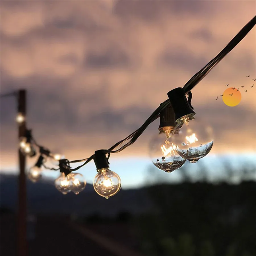 Luzes da Corda do Bulbo Bola do Vintage de Fadas Pendurado ao ar Livre da Corda do Pátio Beiaidi Globo Claro String Guirlanda Interior - Guarda-chuva 25ft G40 9 do Bulbo Claro Bola Do Vintage de