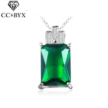 

CC Jewelry Fashion Pendant & Necklace For Women Jewelry 925 Sterling Silver Jewelry Vintage Green Stone Wedding Necklaces CCN121