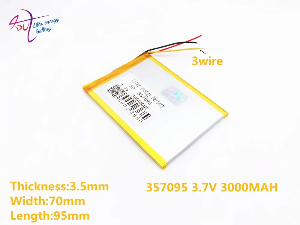 3 линии литра энергии батарея 357095 3,7 в 3000 мАч 357096(полимерный литий-ионный аккумулятор) литий-ионный аккумулятор для планшетных ПК 7 дюймов MP3